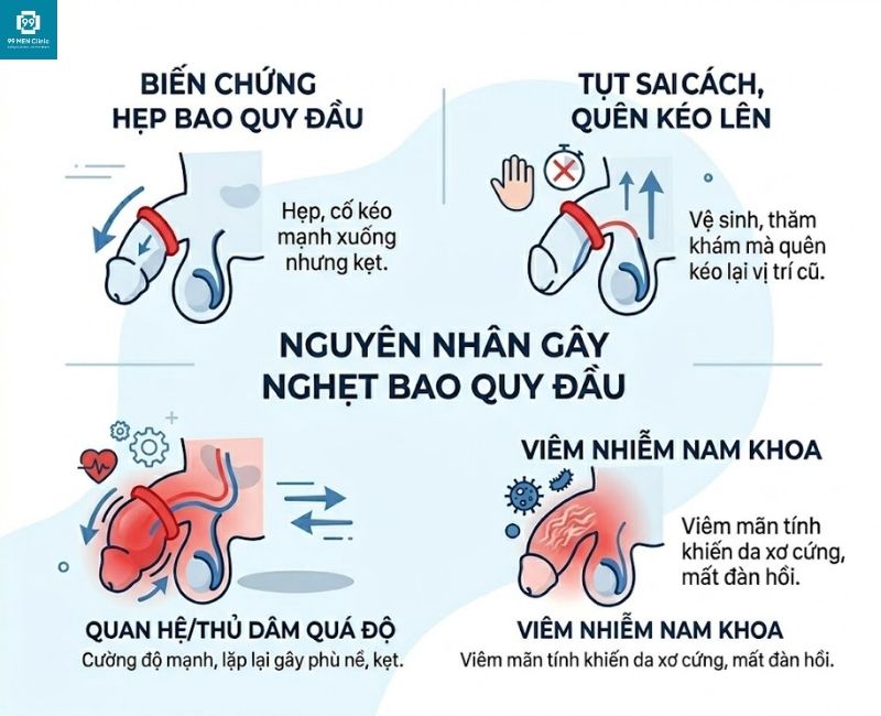 Nguyên nhân gây nghẹt bao quy đầu ở nam giới