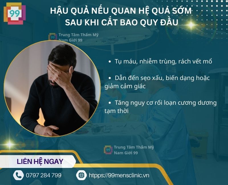 Hậu quả nếu quan hệ quá sớm sau khi cắt bao quy đầu