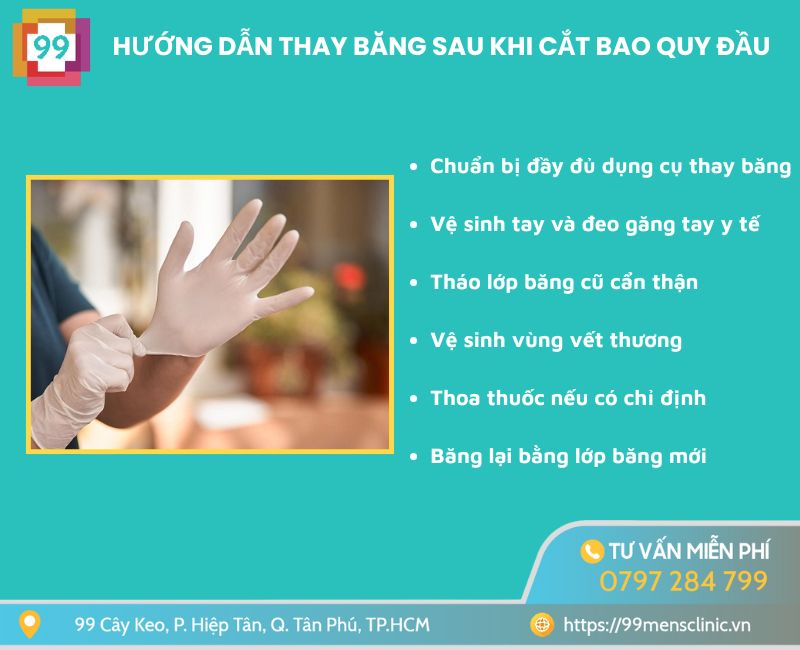 Hướng dẫn thay băng sau khi cắt bao quy đầu