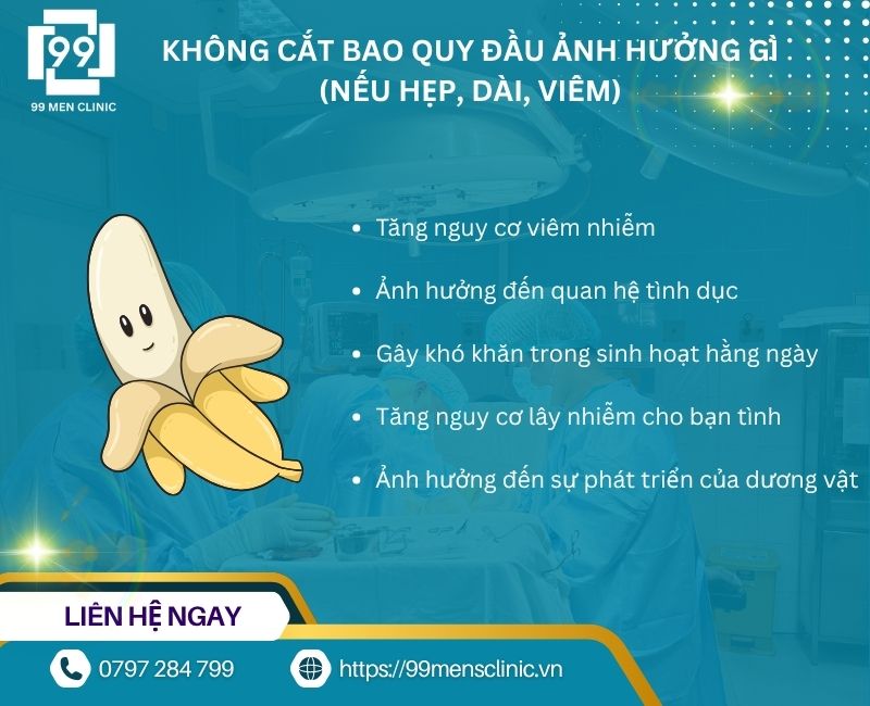 Không cắt bao quy đầu ảnh hưởng gì khi bị hẹp dài
