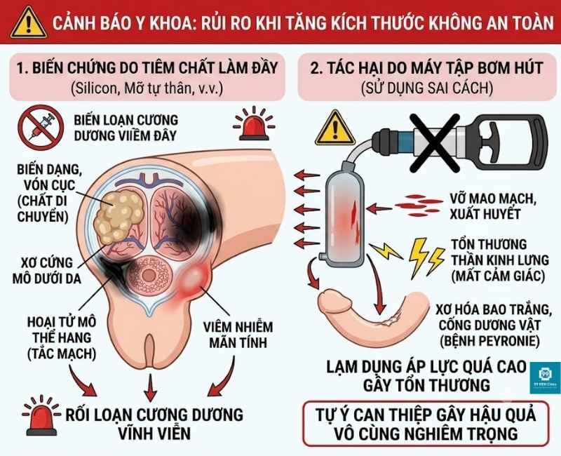 Rủi ro và cảnh báo y khoa cần tránh khi muốn tăng kích thước