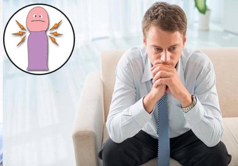 Thắt nghẹt bao quy đầu khiến vùng dương vật bị sưng nề, căng mọng