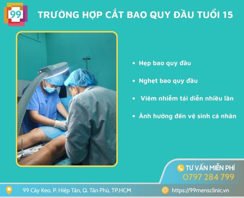 Trường hợp cắt bao quy đầu tuổi 15