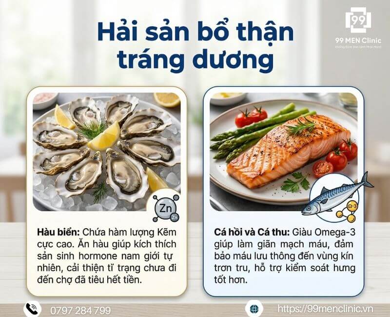 Hải sản giúp hỗ trợ chống xuất tinh sớm