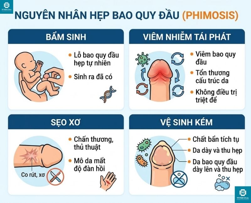 Nguyên nhân gây hẹp bao quy đầu