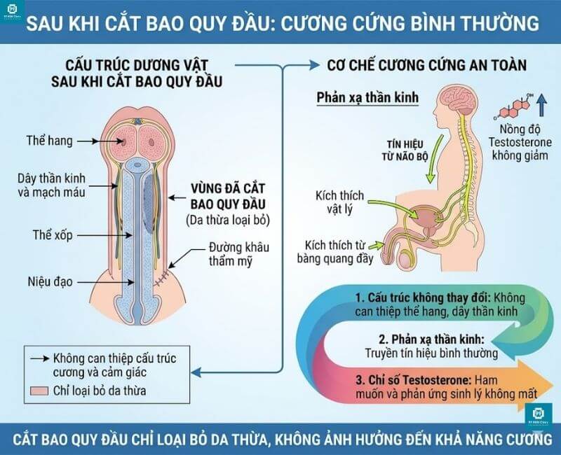 Giải đáp sau khi cắt bao quy đầu có được cương không