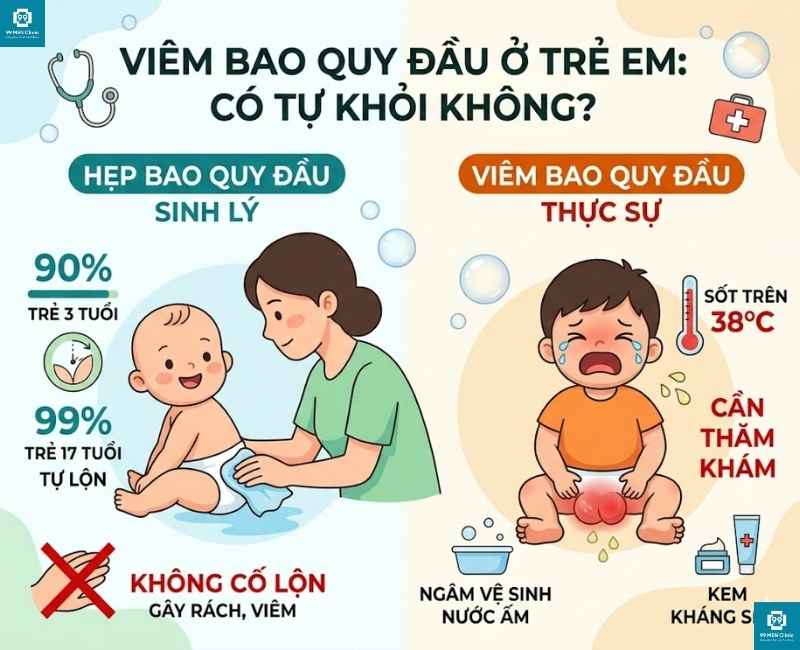 Viêm bao quy đầu ở trẻ em có tự khỏi không