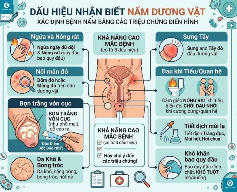 Dấu hiệu nhận biết nấm dương vật ở nam giới