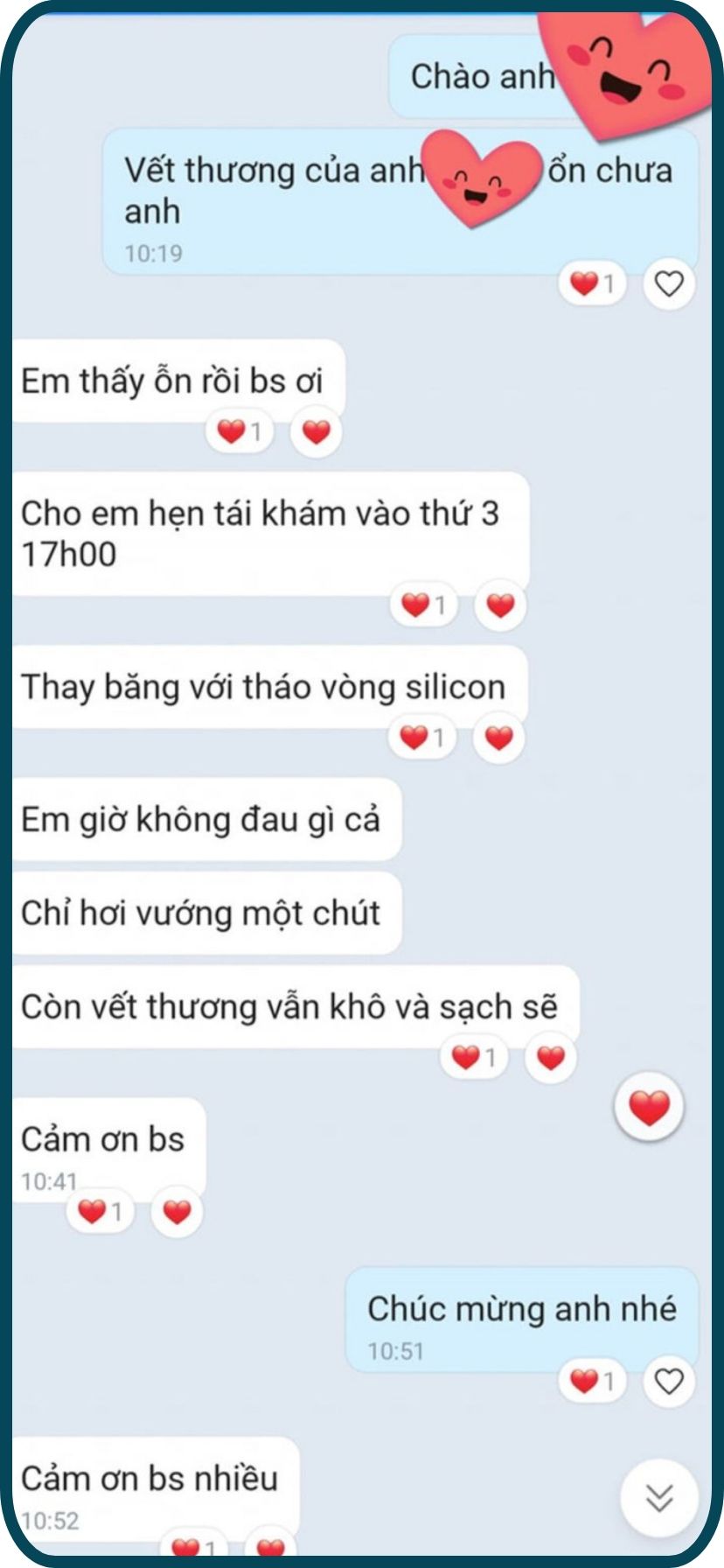 Khách hàng phản hồi vết thương sau khi cắt