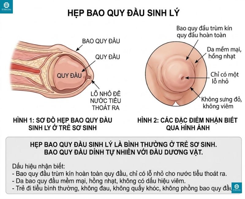 Hình ảnh hẹp bao quy đầu sinh lý ở trẻ sơ sinh bao quy đầu dính tự nhiên vào đầu dương vật