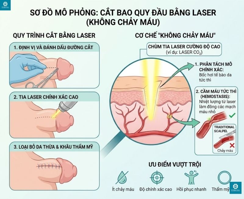 Phương pháp cắt bao quy đầu bằng laser