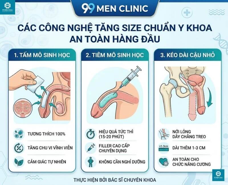 Công nghệ tăng size cậu nhỏ chuẩn y khoa tại 99 men clinic
