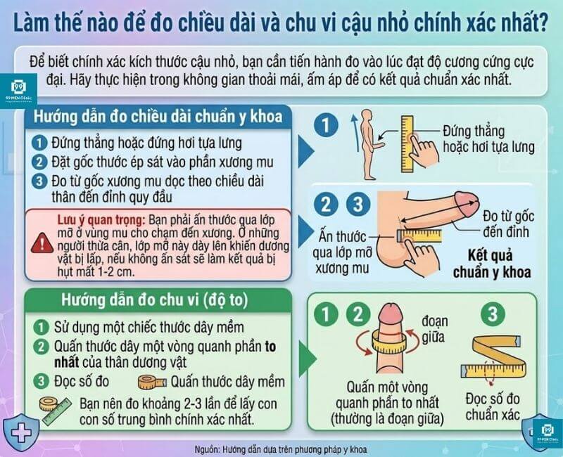 Đo chiều dài và chu vi cậu nhỏ chính xác
