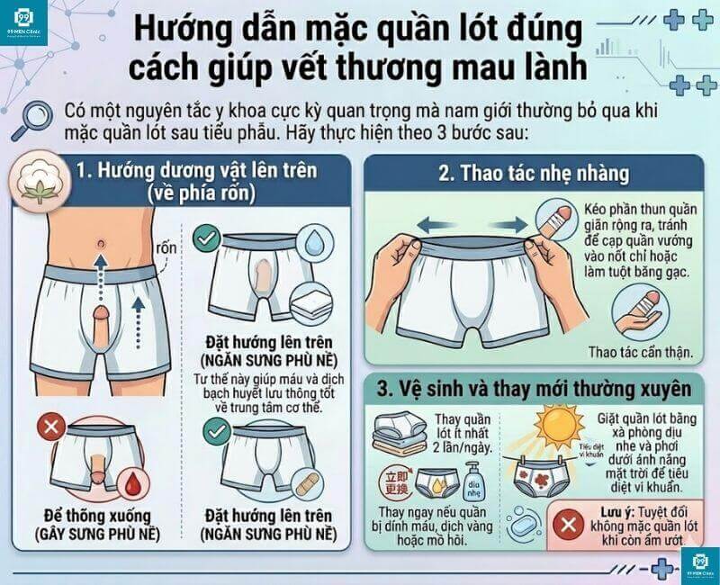 Hướng dẫn mặc quần lót đúng cách giúp nhanh lành vết thương