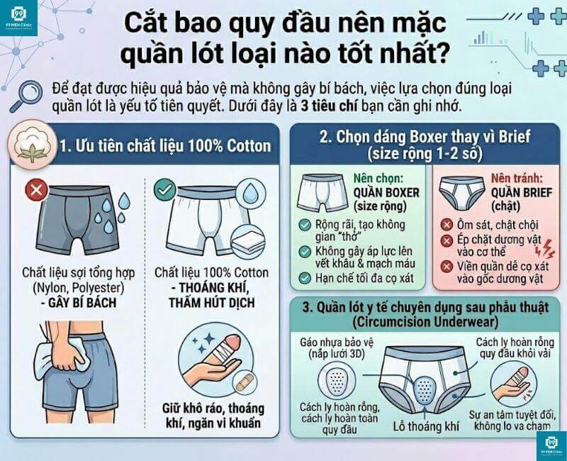 Nên mặc quần lót nào tốt nhất sau khi cắt da quy đầu