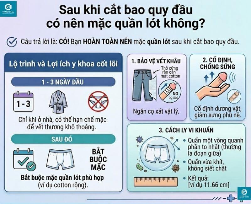 Sau khi cắt bao quy đầu có nên mặc quần lót không
