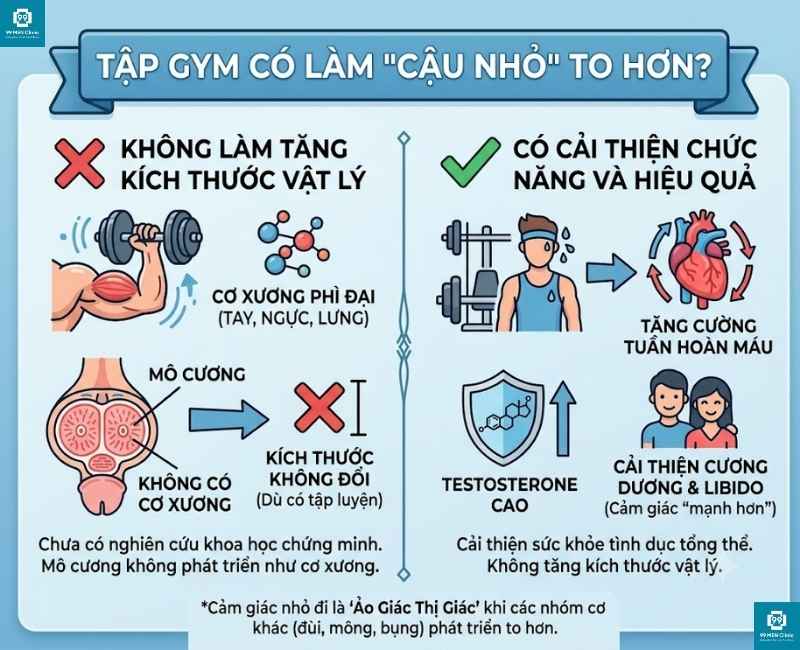 Tập gym không làm tăng kích thước cậu nhỏ