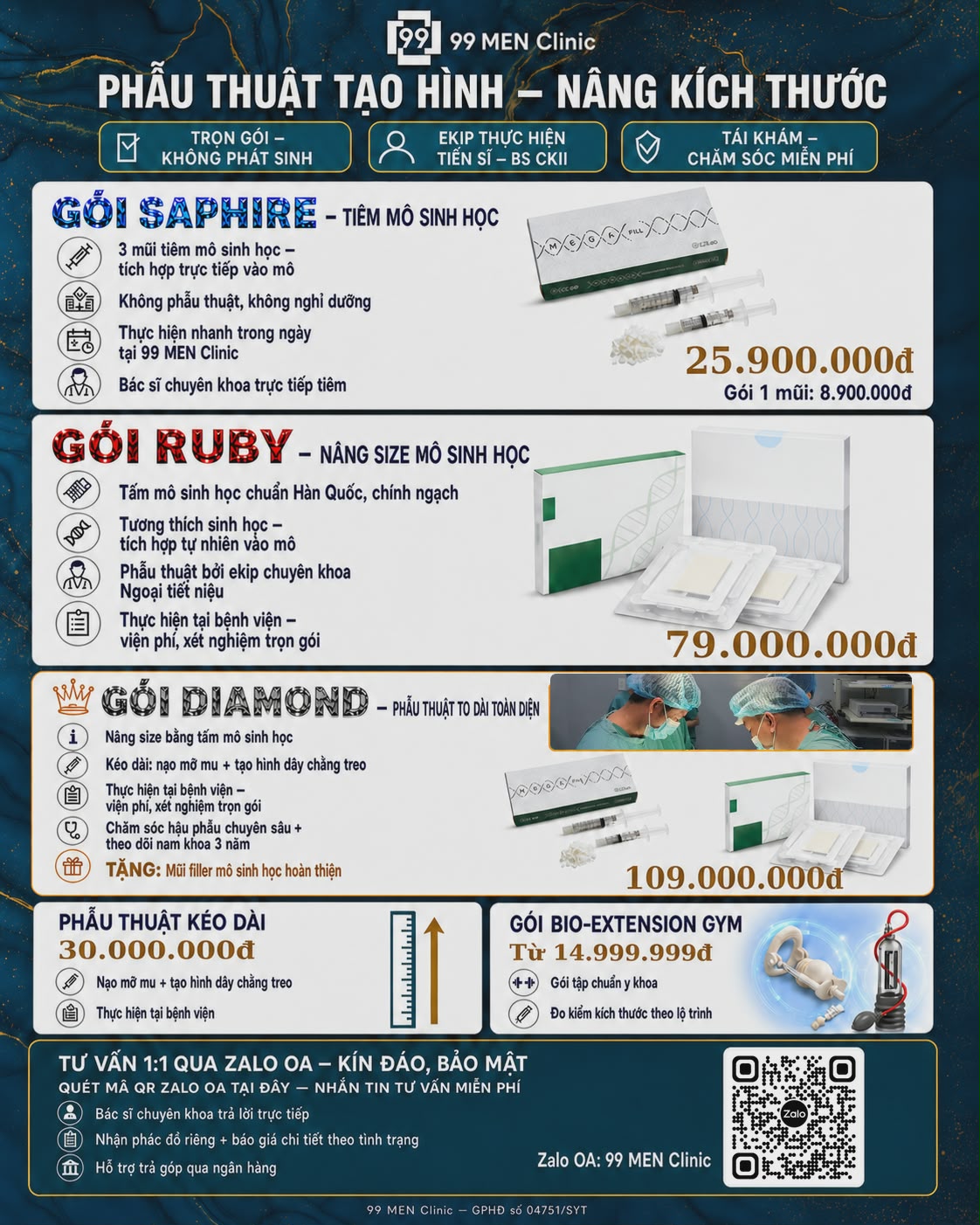 Bảng giá Nâng size cậu nhỏ
