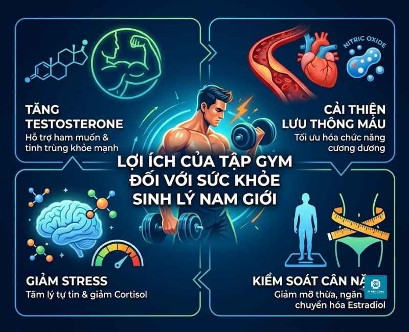Lợi ích tập gym đối với sức khỏe sinh lý nam