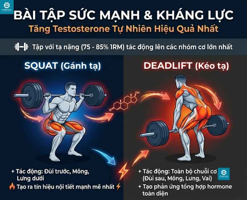 Bài tập tăng testosterone sức mạnh kháng lực