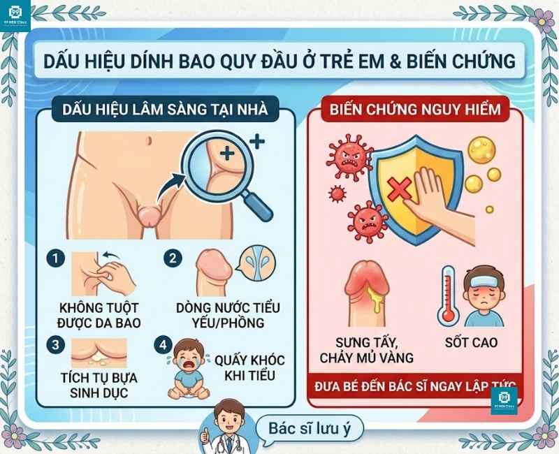 Dấu hiệu dính bao quy đầu ở trẻ