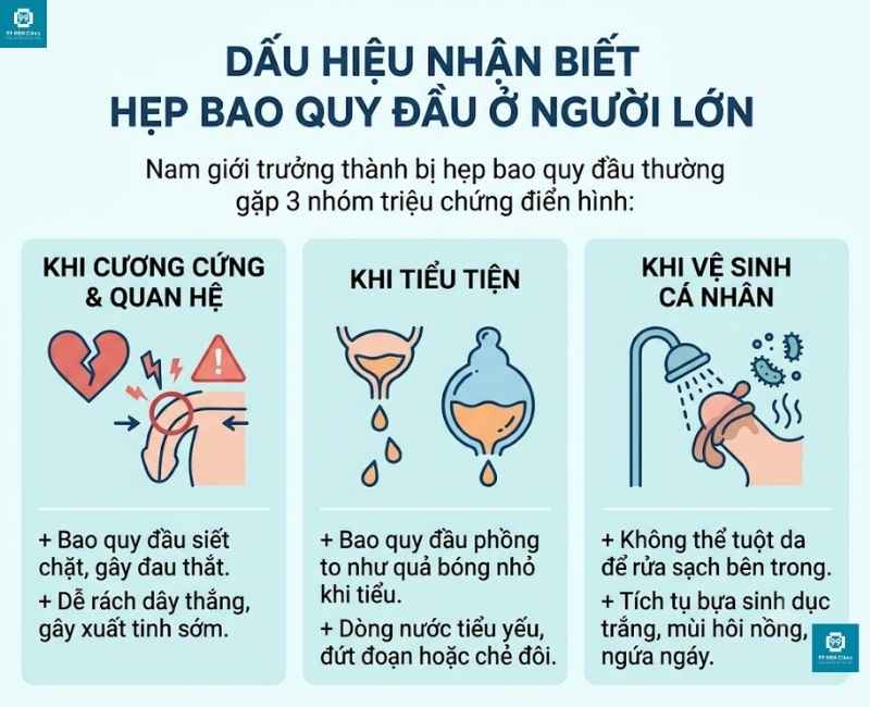Dấu hiệu nhận biết hẹp bao quy đầu ở người lớn