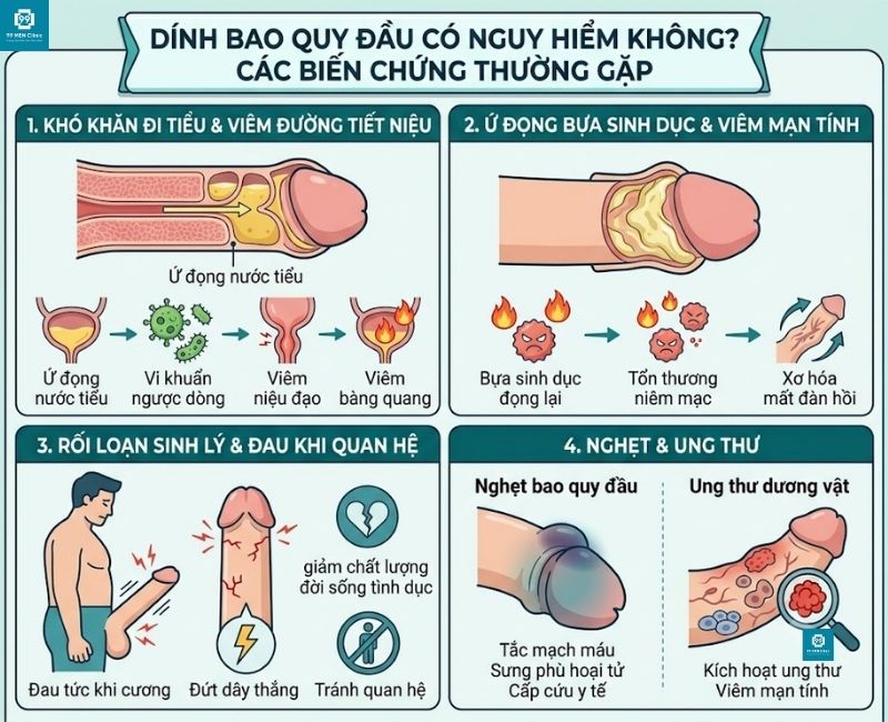 Dính bao quy đầu có nguy hiểm không
