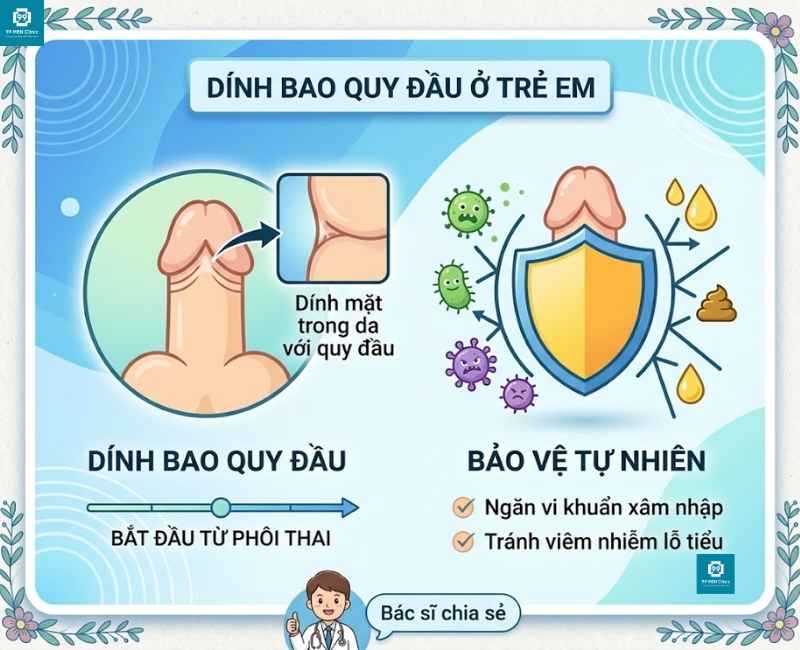 Dính bao quy đầu ở trẻ em là gì