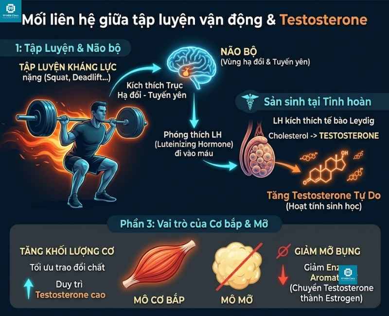 Mối liên hệ giữa tập luyện vận động và testosterone