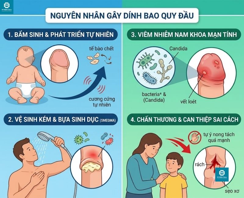 Nguyên nhân gây dính bao quy đầu