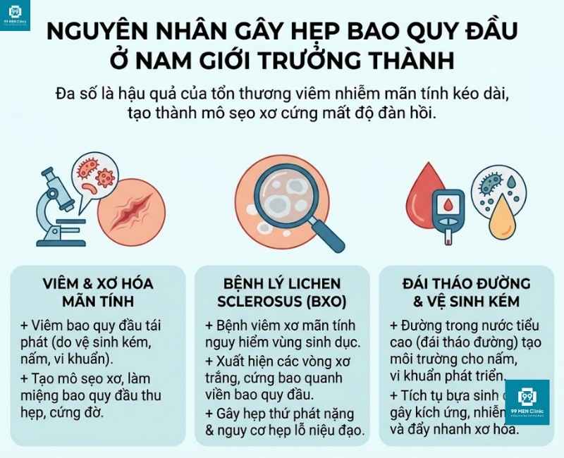 Nguyên nhân gây hẹp bao quy đầu ở nam giới trưởng thành