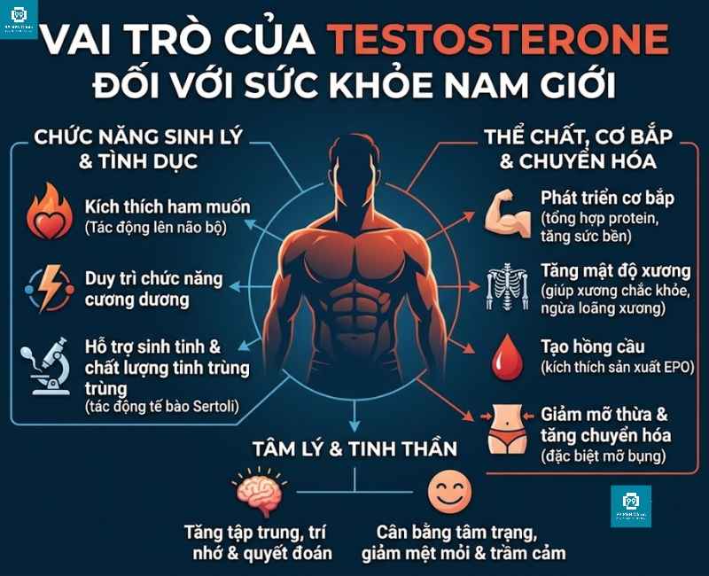Vai trò của testosterone đối với sức khỏe nam giới